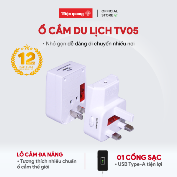 Ổ cắm du lịch Điện Quang ĐQ ESK TV05W 1U ( Màu trắng, 1 cổng USB ) 1 4c9977f80639d5053d1cef86500adbb5 600x600 1
